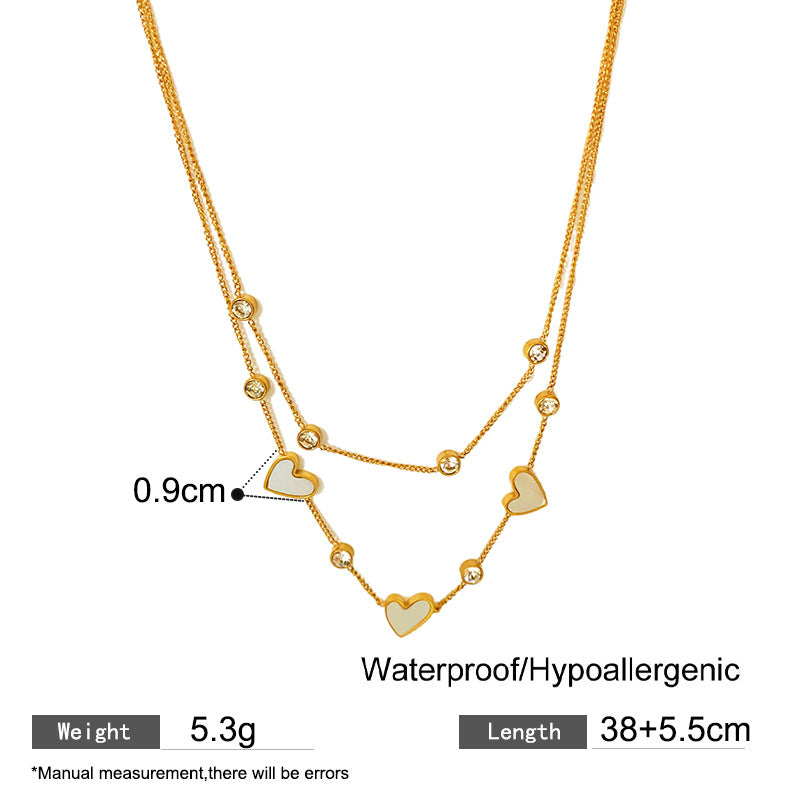 Sweet Minimalist Heart Titanium Steel Plated Necklace with Cubic Zirconia Inlay for Unisex
