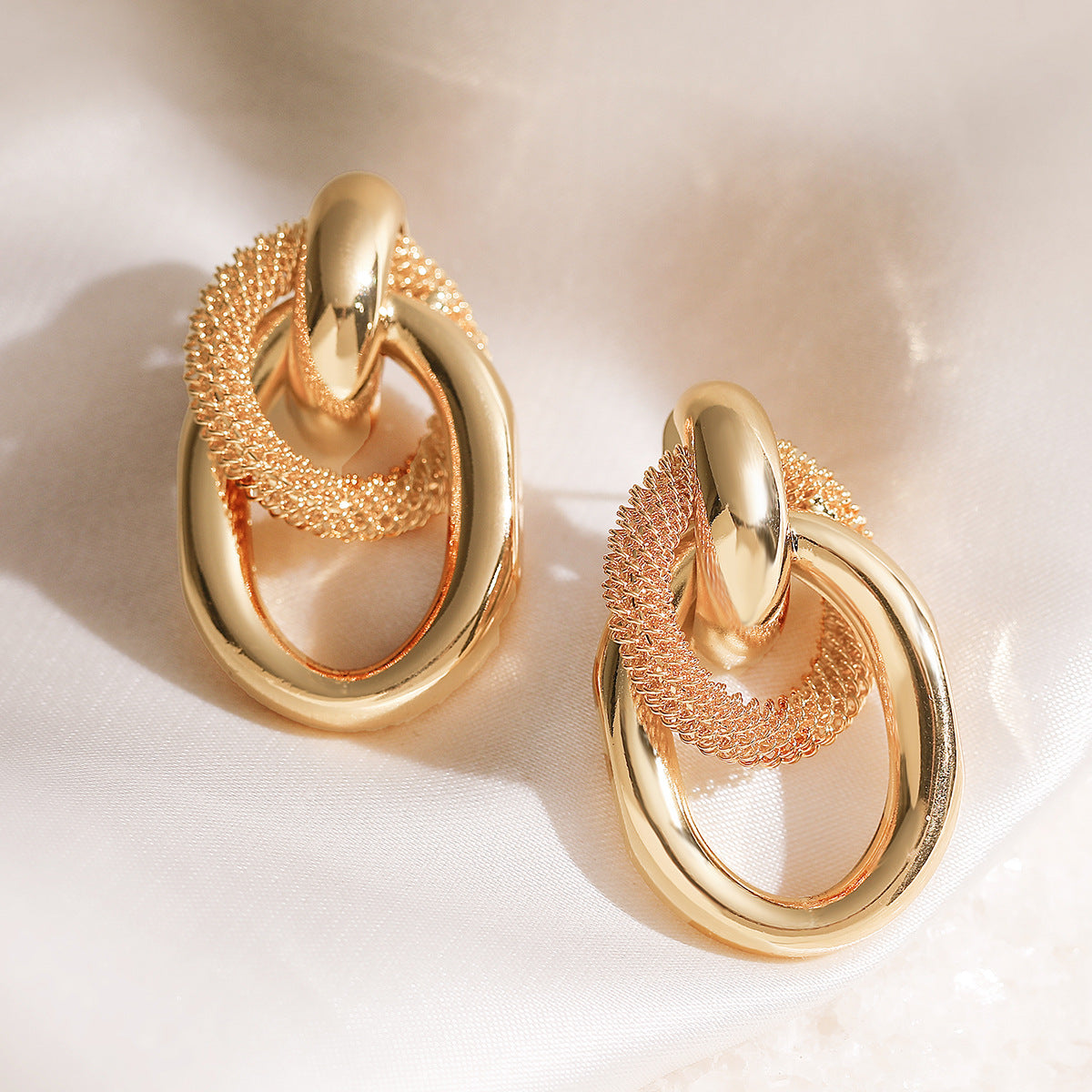 Minimalist Geometric Brass 18K Gold Plated Stud Earrings for Women