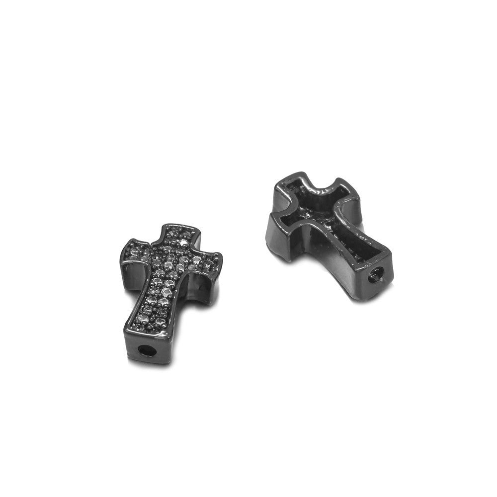 Punk Minimalist Micro-Paved Cubic Zirconia Cross Plated Brass Pendant Necklace Bracelet Charm