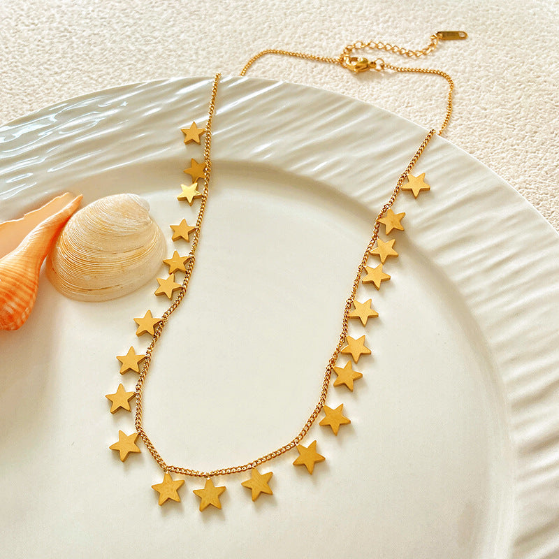 Minimalist Luxury Gold Plated Star Titanium Steel Necklace for Unisex