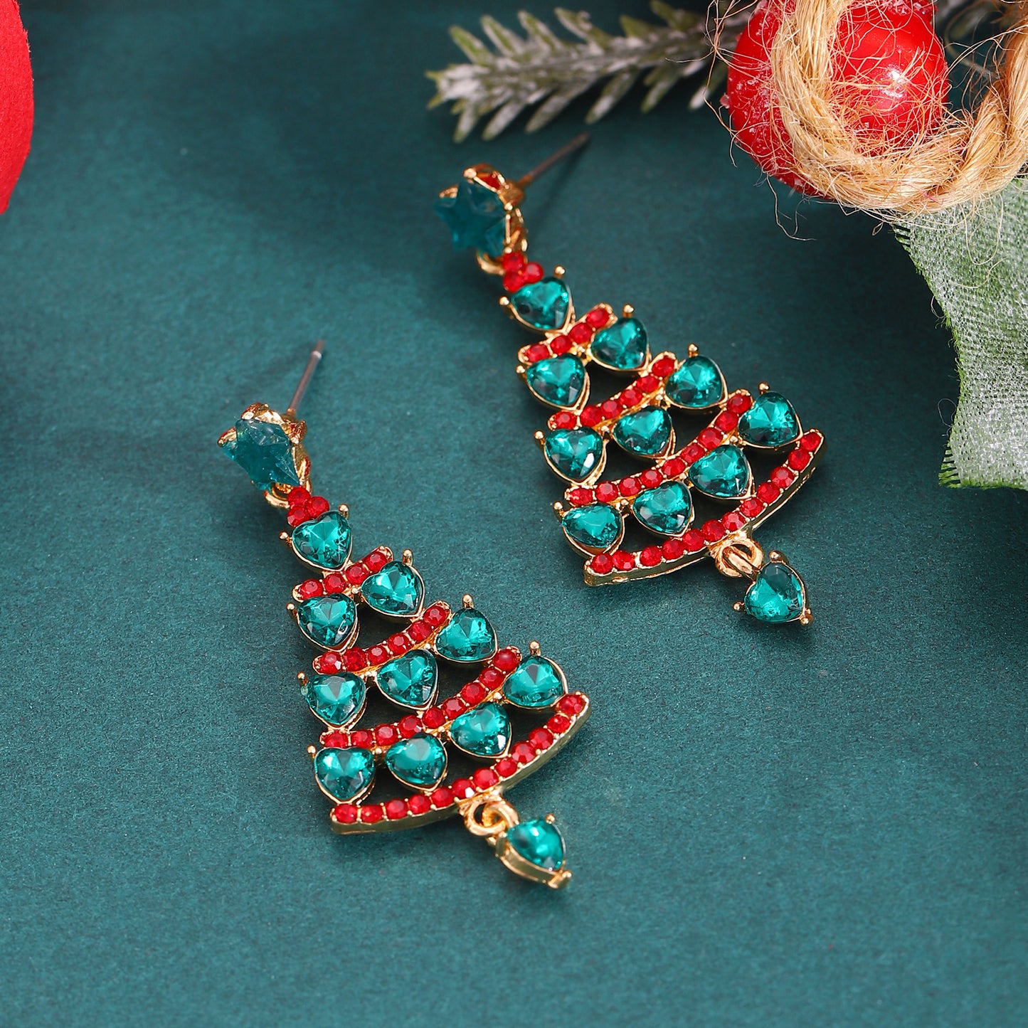 Elegant S925 Sterling Silver Christmas Tree Stud Earrings for Women with Rhinestone Inlay Snowflake Motif