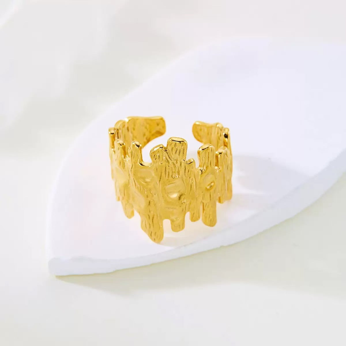 Elegant Gold Plated Stainless Steel Butterfly Star Geometric Ring