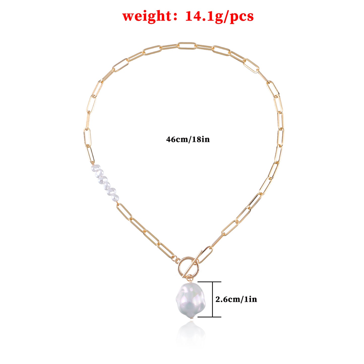 Geometric Circle Asymmetrical Mother of Pearl Pendant Necklace for Women Alloy Curb Chain