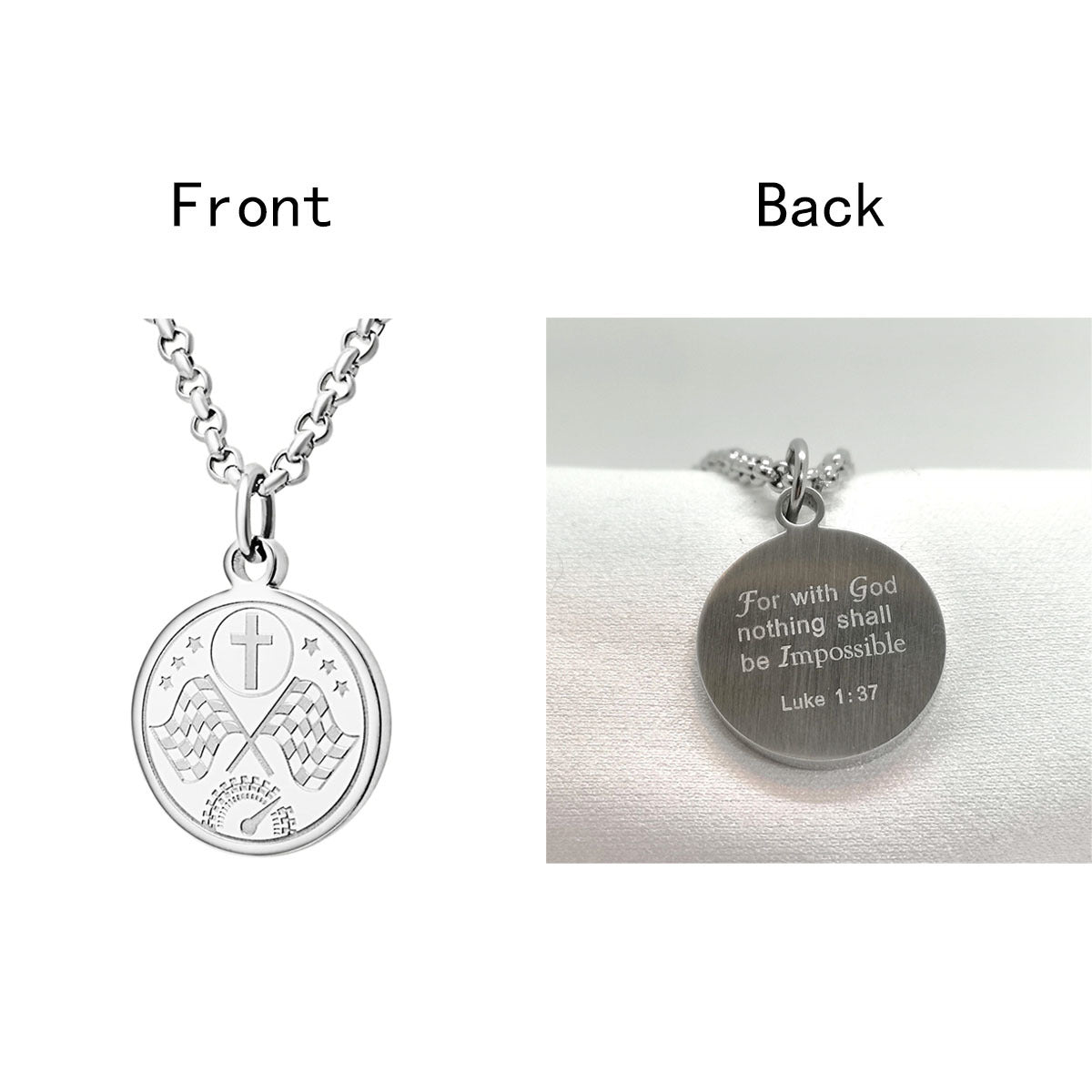 Collana girocollo da donna con ciondolo rotondo geometrico minimalista in acciaio al titanio con finitura lucida e catena a O