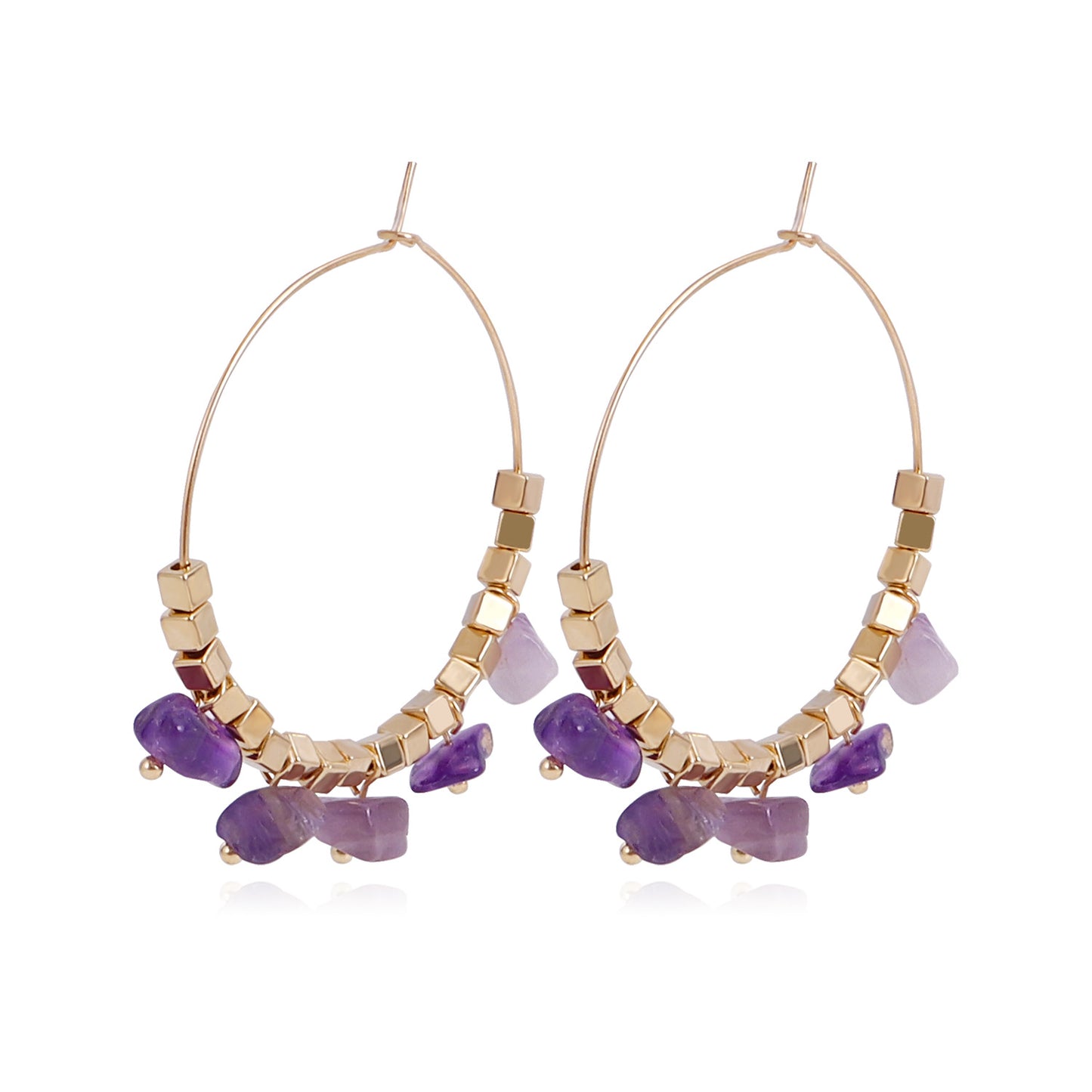 Pendientes de aro bohemios geométricos de turquesa para mujer con acabado de aleación chapada y motivo lunar inspirado en la naturaleza