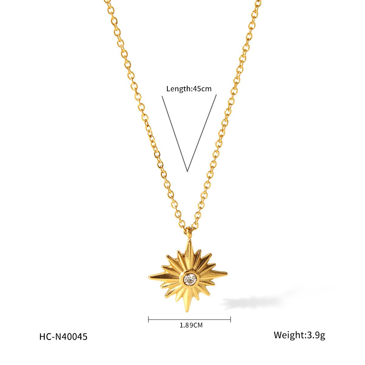 Collana Pendente Minimalista in Acciaio al Titanio con Fiori e Motivi Geometrici per Donna con Finitura Galvanizzata, Motivi a Rosa e Stella a Otto Punte