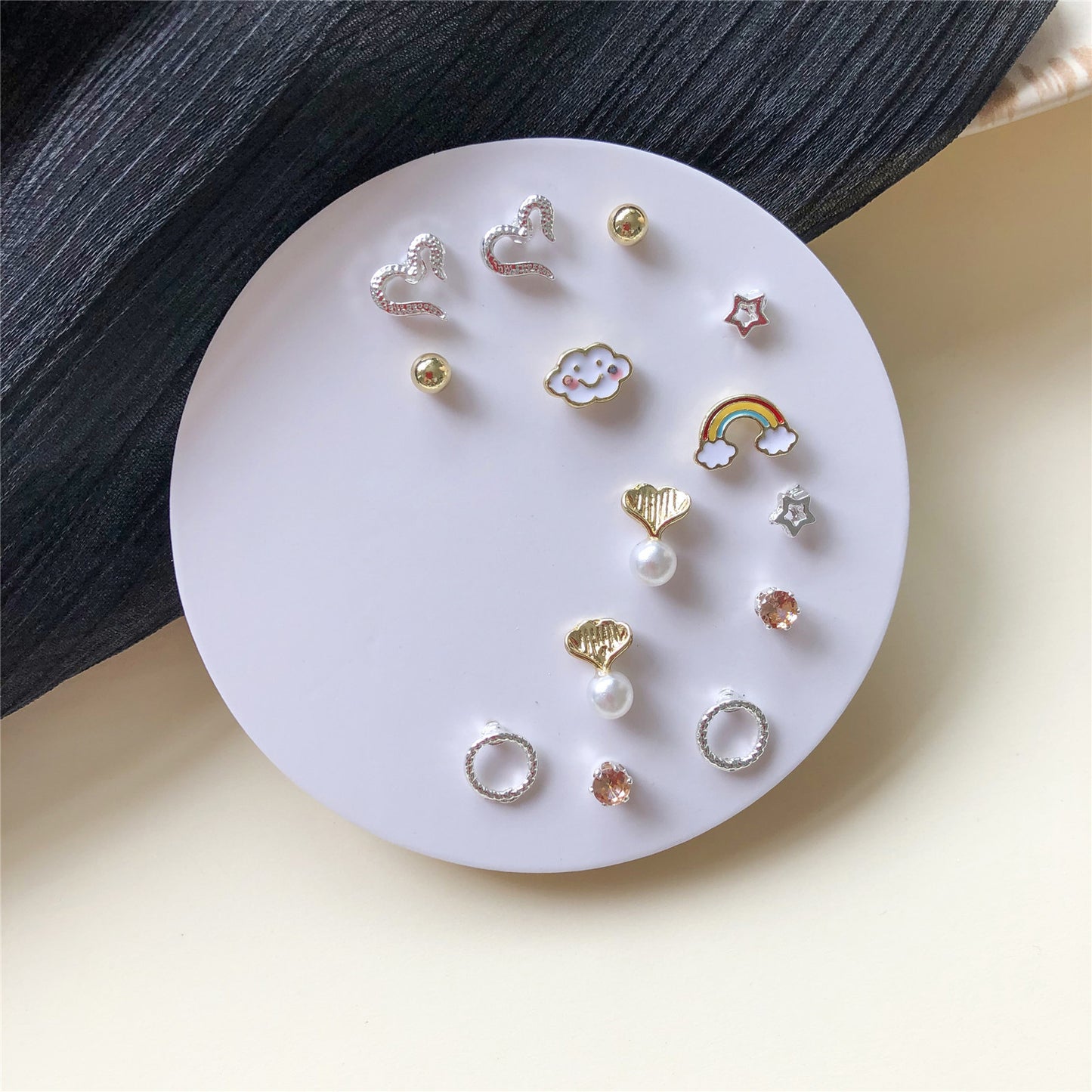 Minimalist Sweet Geometric Alloy Plated Stud Earrings with 925 Sterling Silver Posts for Women