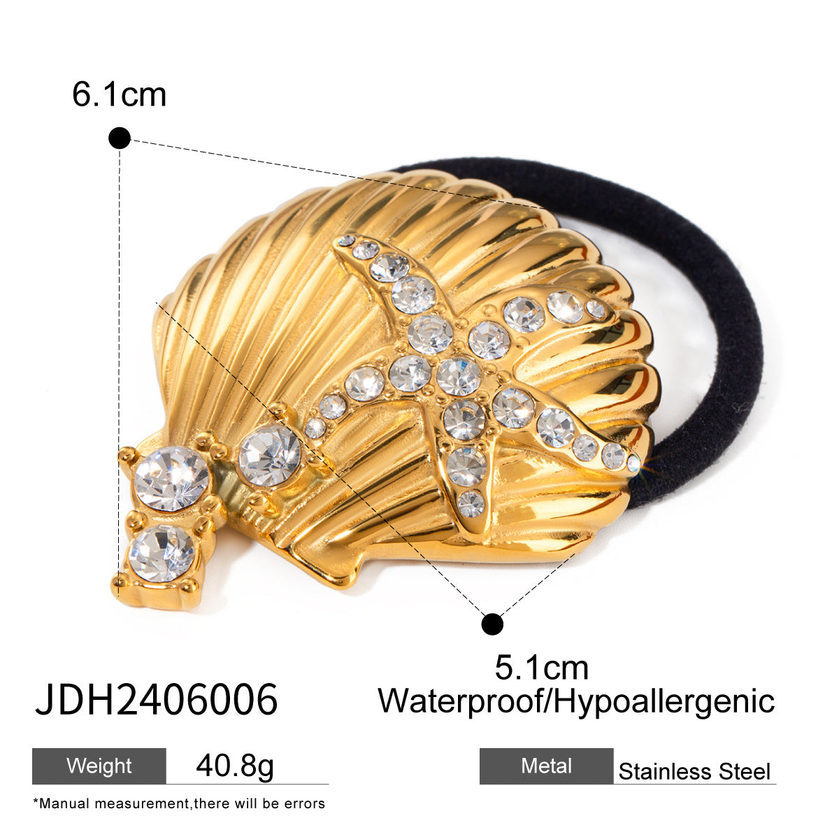 Elegant Starfish-Shaped Stainless Steel Hair Tie with Plated Finish for Women