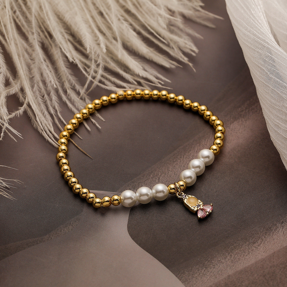 Cartoon Princess Pendant Bracelet for Women with Copper Base Plated in 18K Gold and Zircon Inlay, Geometric and Irregular Design, Fashionable Casual Style