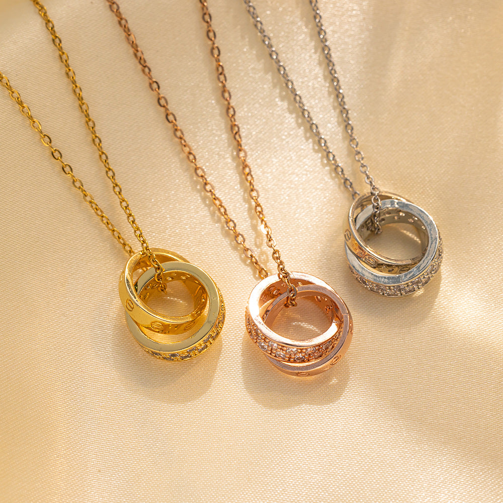 Minimalist Titanium Steel Heart Pendant Necklace for Women Short Clavicle Chain with Plated Finish
