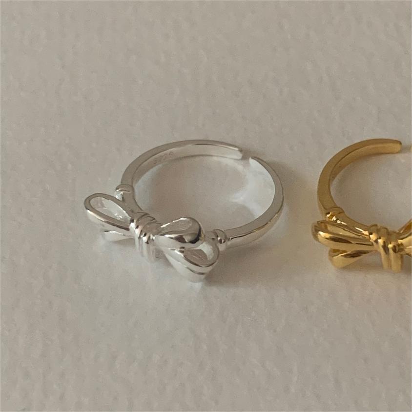 Sweet 925 Sterling Silver Heart Bow Ring for Women
