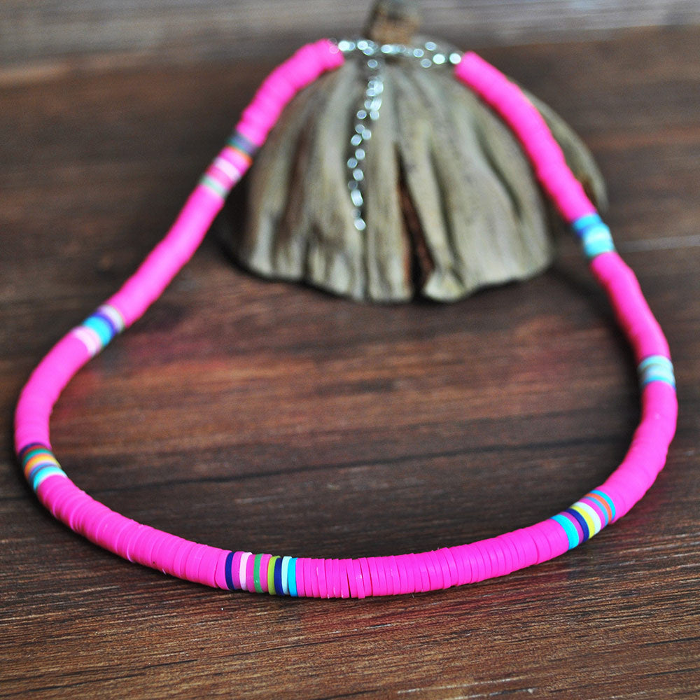 Casual Geometric Resin Beaded Ball Chain Necklace Unisex