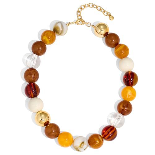 Casual Round Acrylic Bead Necklace Polished Ball Chain Women's Fashion Choker