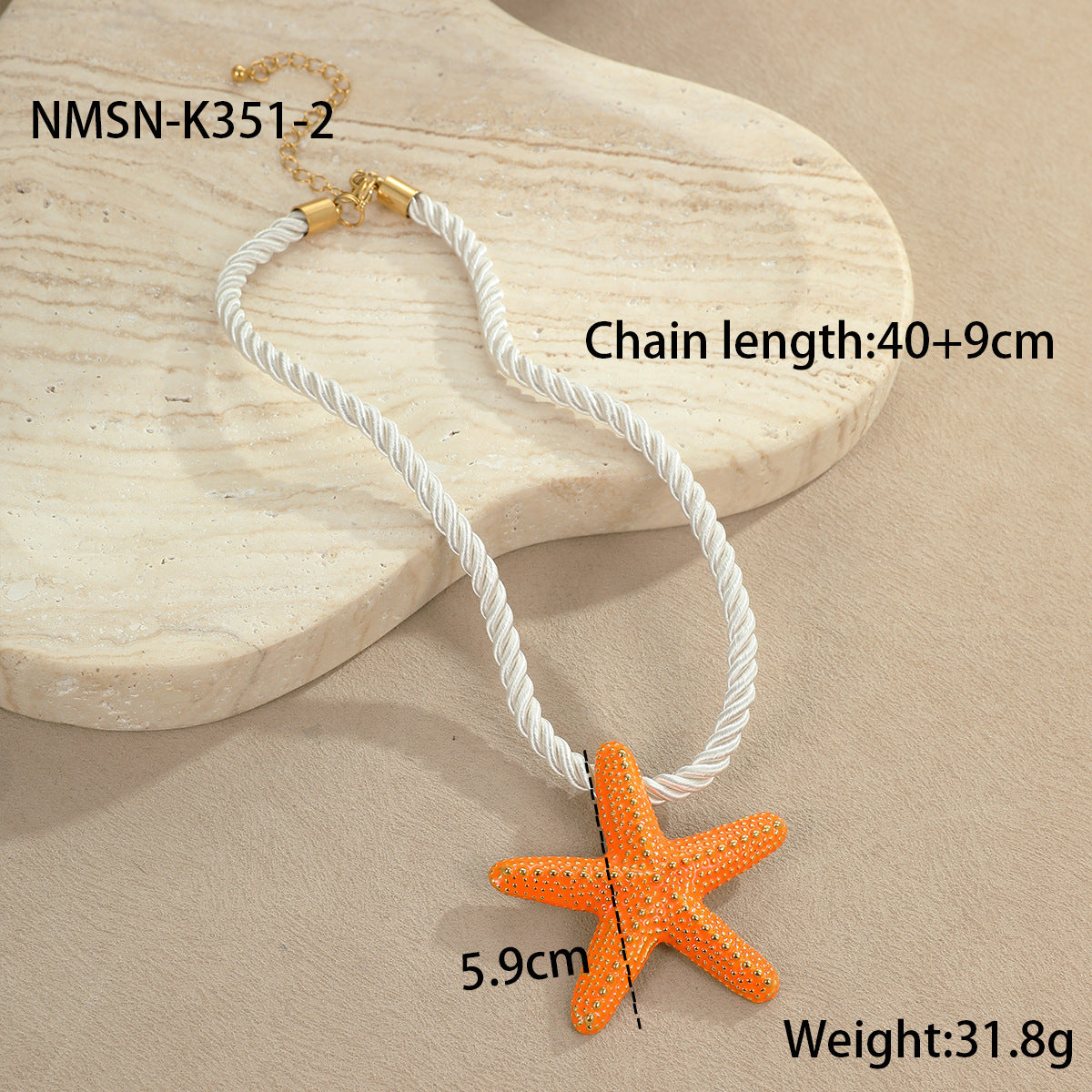Collana con pendente a forma di stella marina alla moda a tema oceano in acciaio inossidabile con finitura placcata da donna