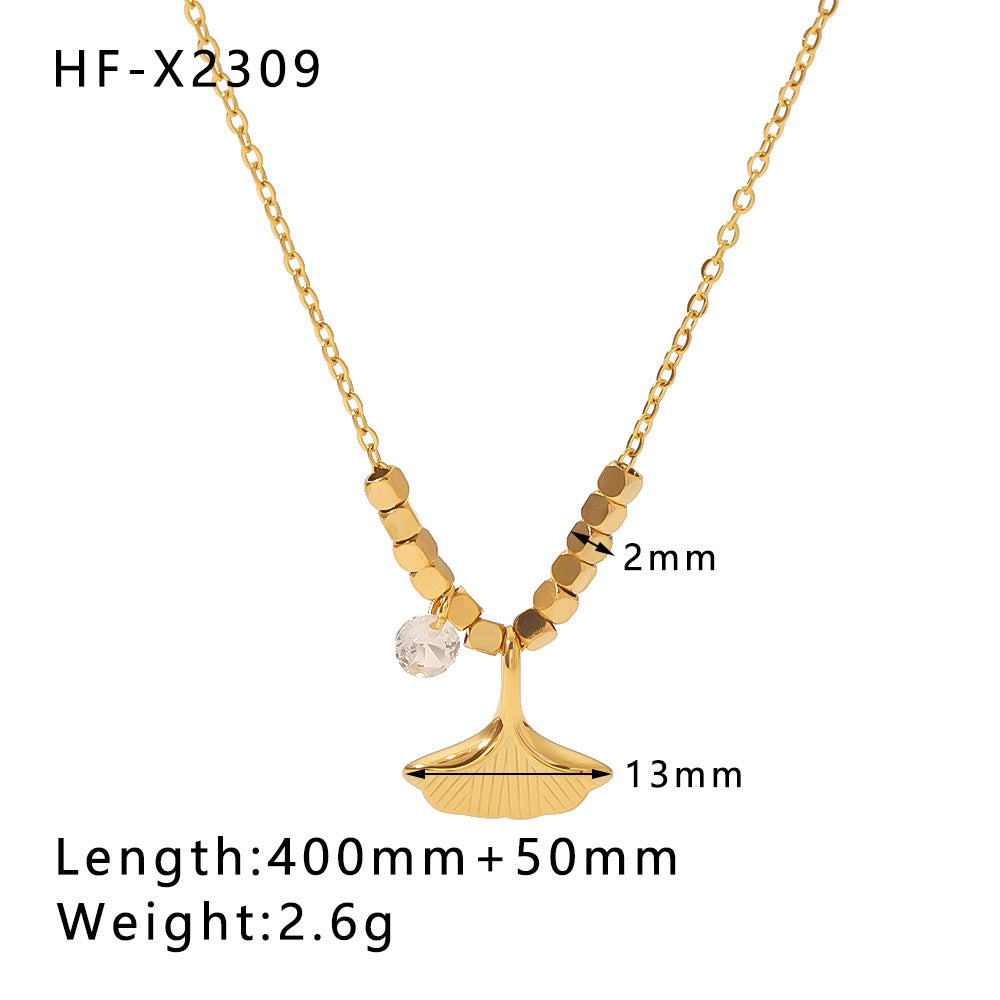 Minimalist Stainless Steel Snake-Eye Bamboo-Shaped Pendant Necklace for Women with 18K Gold Plating and Zircon Inlay