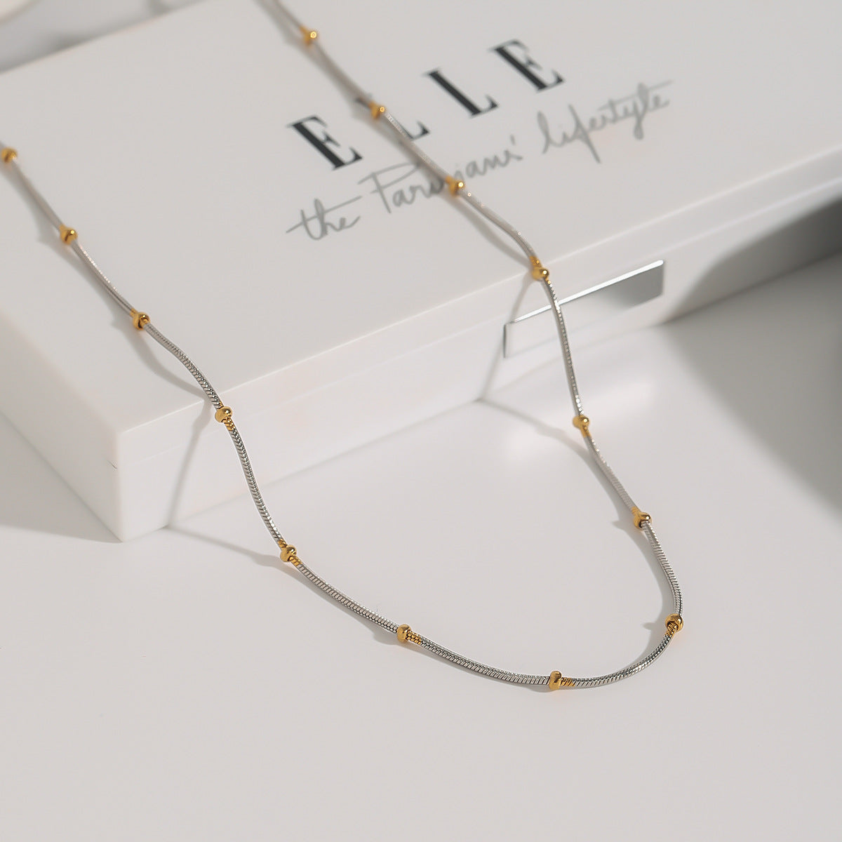 Minimalist 18K Gold Plated Geometric Titanium Steel Pendant Necklace for Women