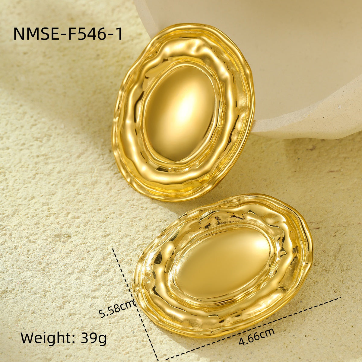Orecchini geometrici in acciaio inossidabile alla moda con placcatura in oro 18 carati Design lussuoso anallergico leggero da donna