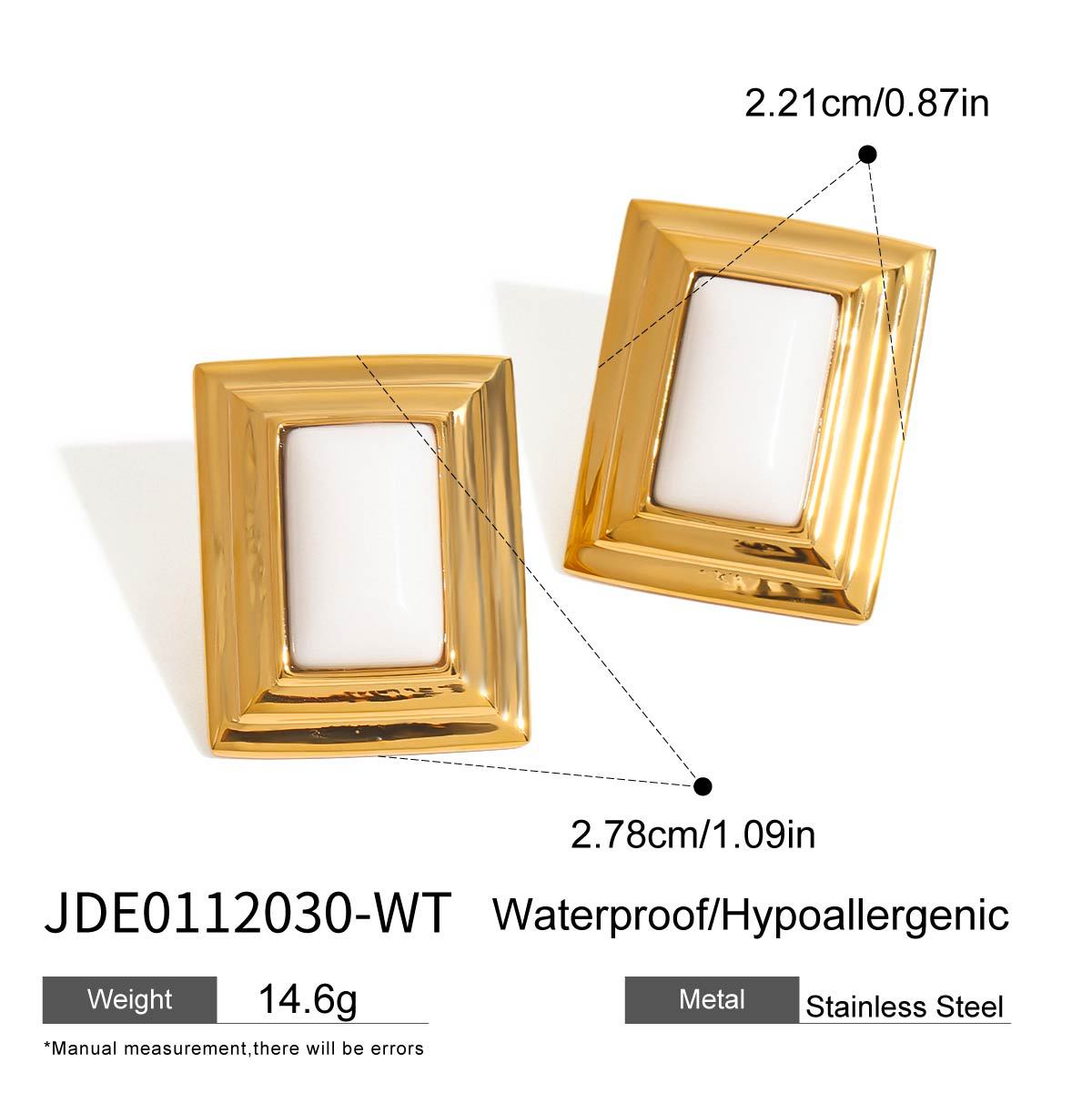 Elegant Geometric Square Agate Inlay Stainless Steel Stud Earrings for Women