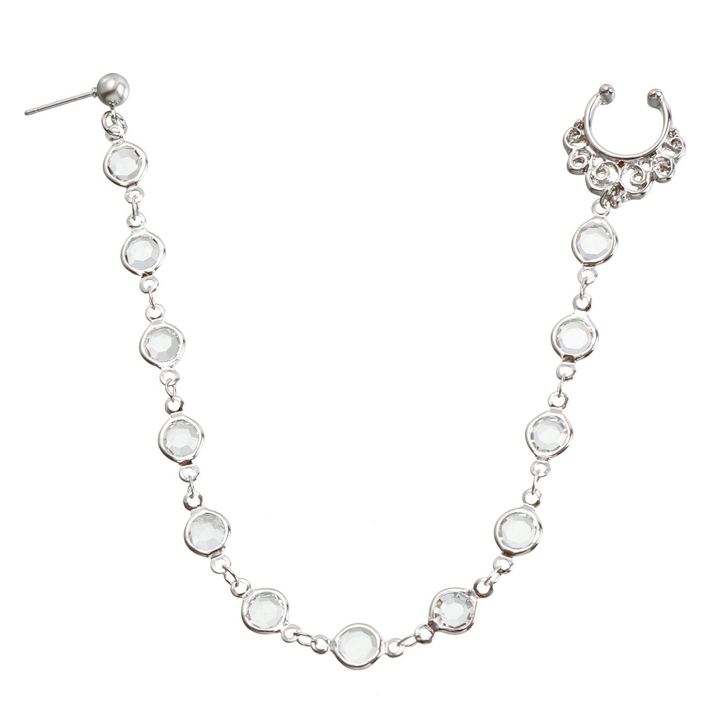 Minimalist Ethnic Geometric Metal Nose Chain with Rhinestone Plated Finish for Unisex