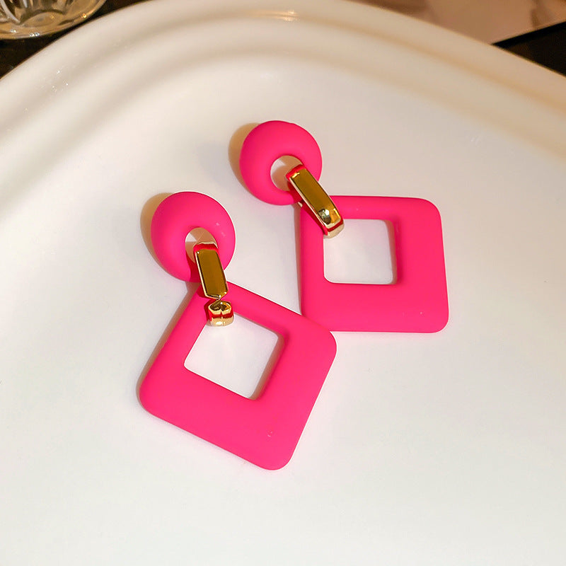 Pendientes Geométricos de Acrílico Estilo Vintage con Postes de Acero Chapado en Oro para Mujer