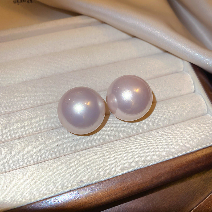 Orecchini a perno con perla geometrica minimalisti placcati argento da donna — Gioielli eleganti di lusso pronti per l'ufficio con perni in acciaio inossidabile