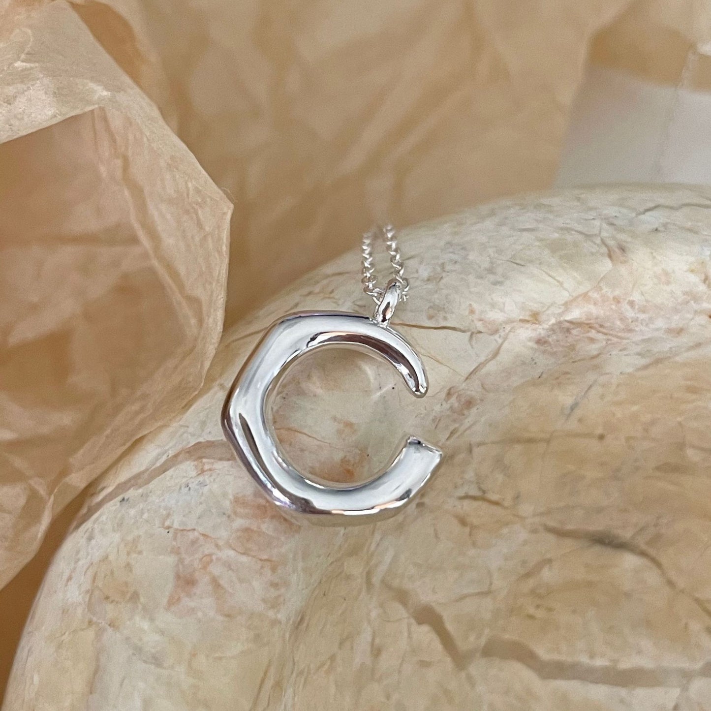 Collana geometrica a cuore placcata in argento sterling 925 da donna con catena a sfere