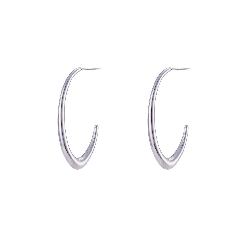 Minimalist Geometric Stainless Steel Hoop Earrings with Plated Finish for Women