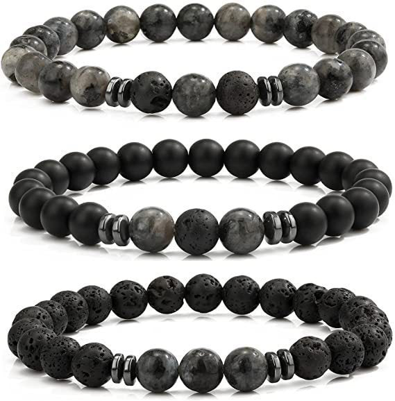 Minimalist Round Agate Geometric Bracelet Set Unisex