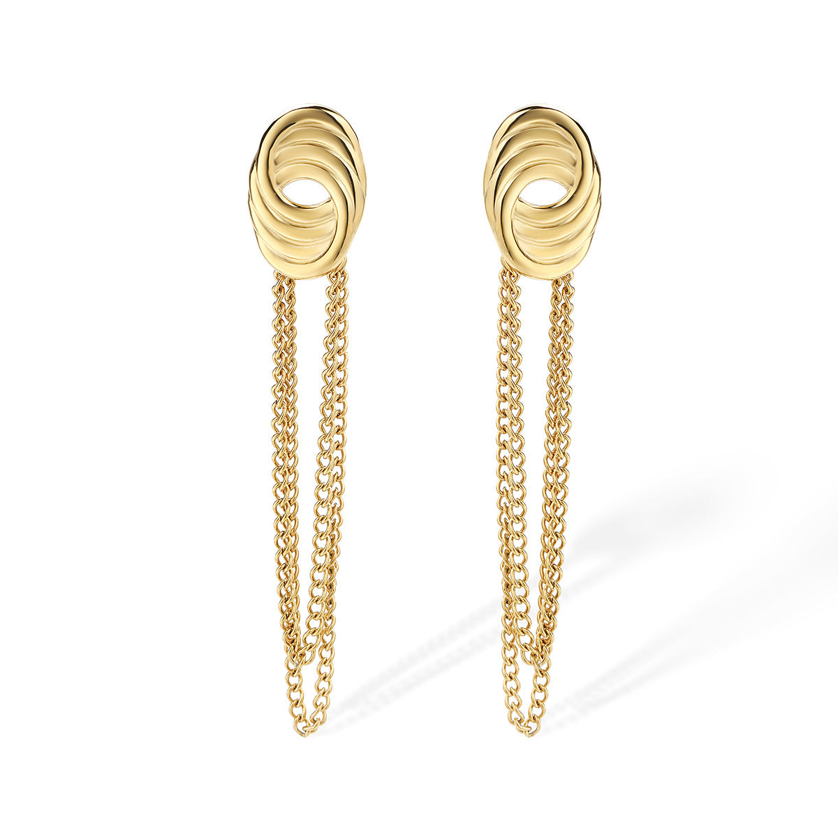 Minimalist 18K Gold Plated Geometric Stainless Steel Tassel Earrings for Women