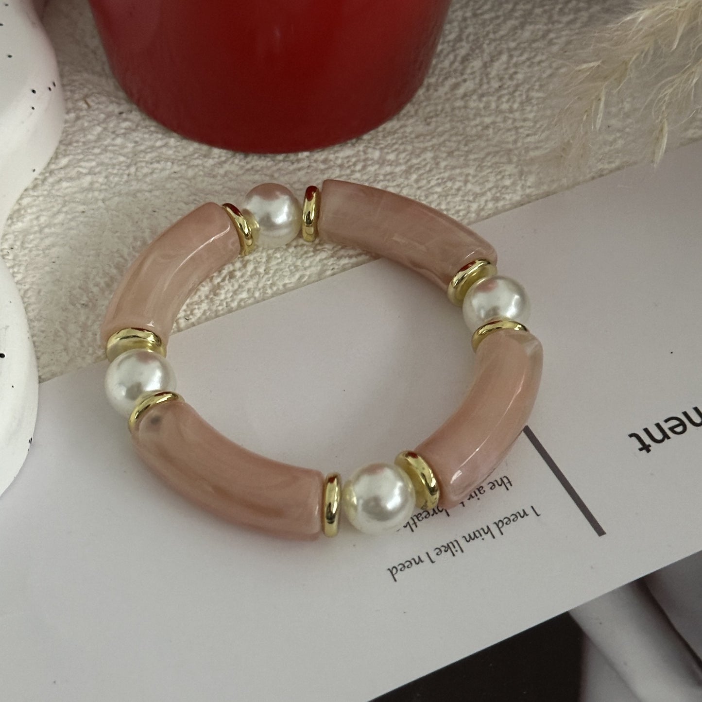 Conjunto de pulseras de tubo curvo de acrílico geométrico de aceite de goteo vintage