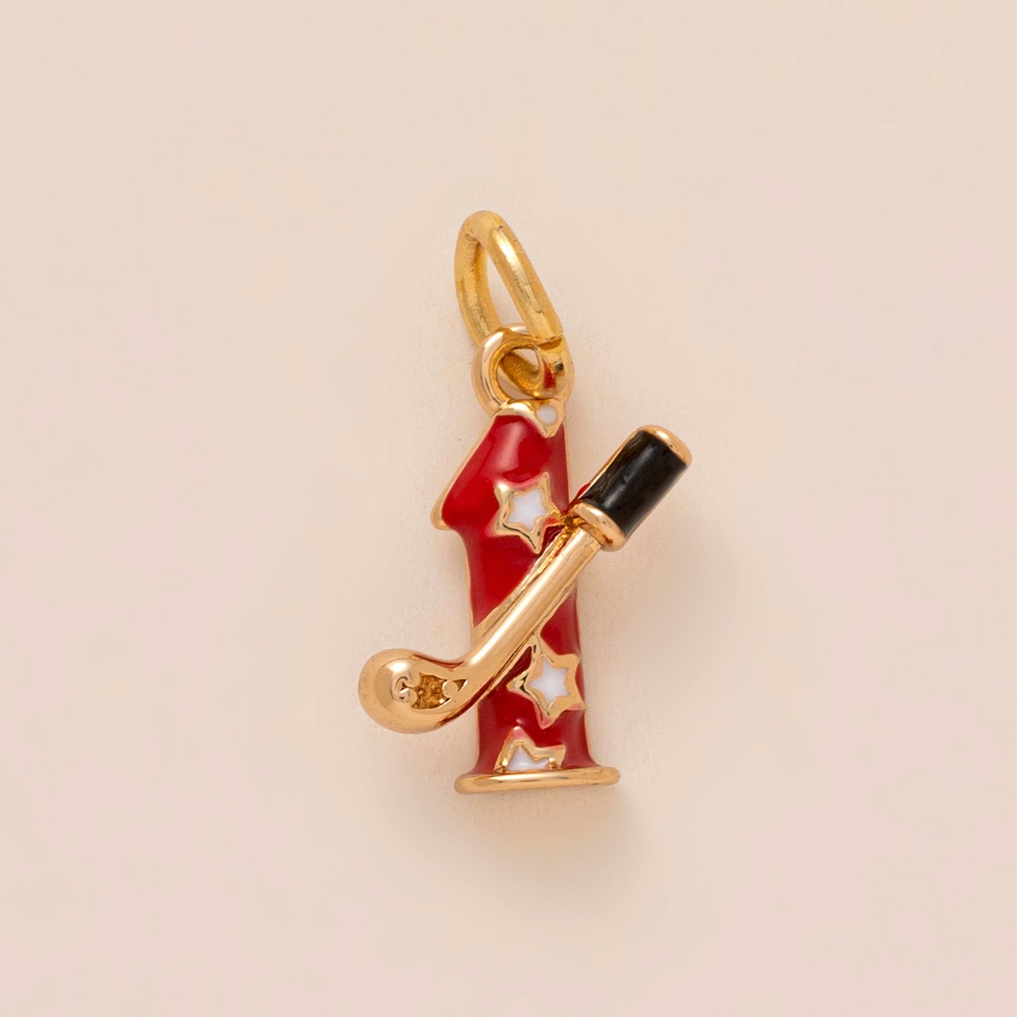Vintage Sporty Gold Plated Brass Cartoon Charm Bar with Stainless Steel Pendant on Ball Chain
