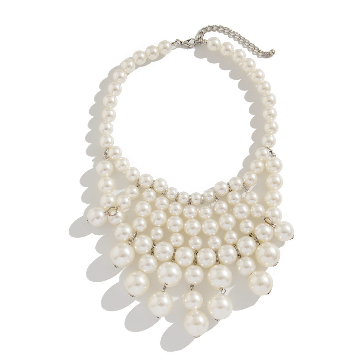 Collana girocollo multistrato da donna stile perla geometrica vintage con ciondolo a nappa e finitura placcata