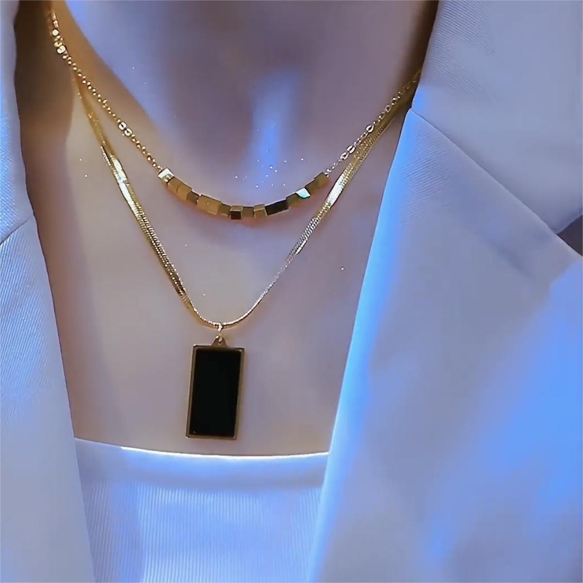 Elegant Minimalist Water-Drop Shaped Titanium Steel Necklace with Snake Chain for Women, Hypoallergenic and Fade-Resistant