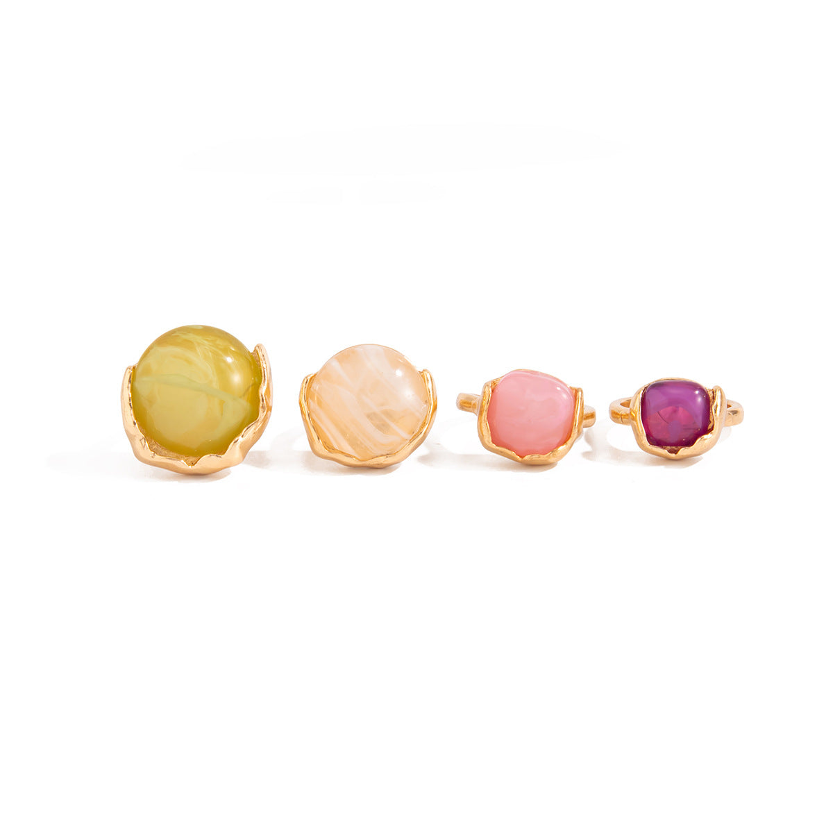 Casual Geometric Round Square Zinc Alloy Resin Rhinestone Plated Open Ring for Women