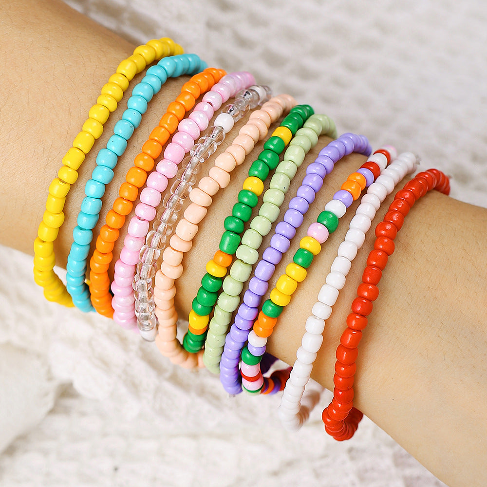 Bohemian Style Beaded Bracelet and Anklet for Beach Vacation Surfing Handmade Round Beads Jewelry