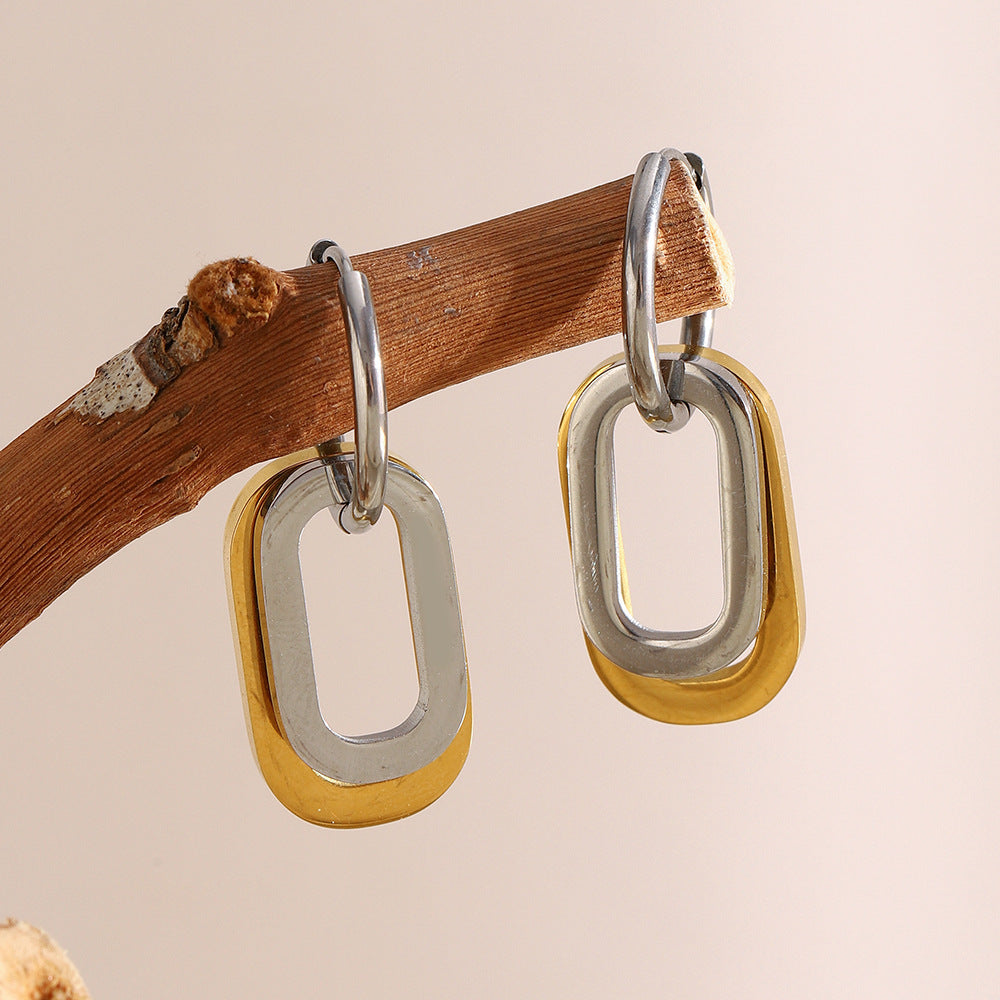 Pendientes de aro con diseño geométrico minimalista de lujo ligero en acero inoxidable chapado en oro de 18 quilates con estrella de cinco puntas para mujer