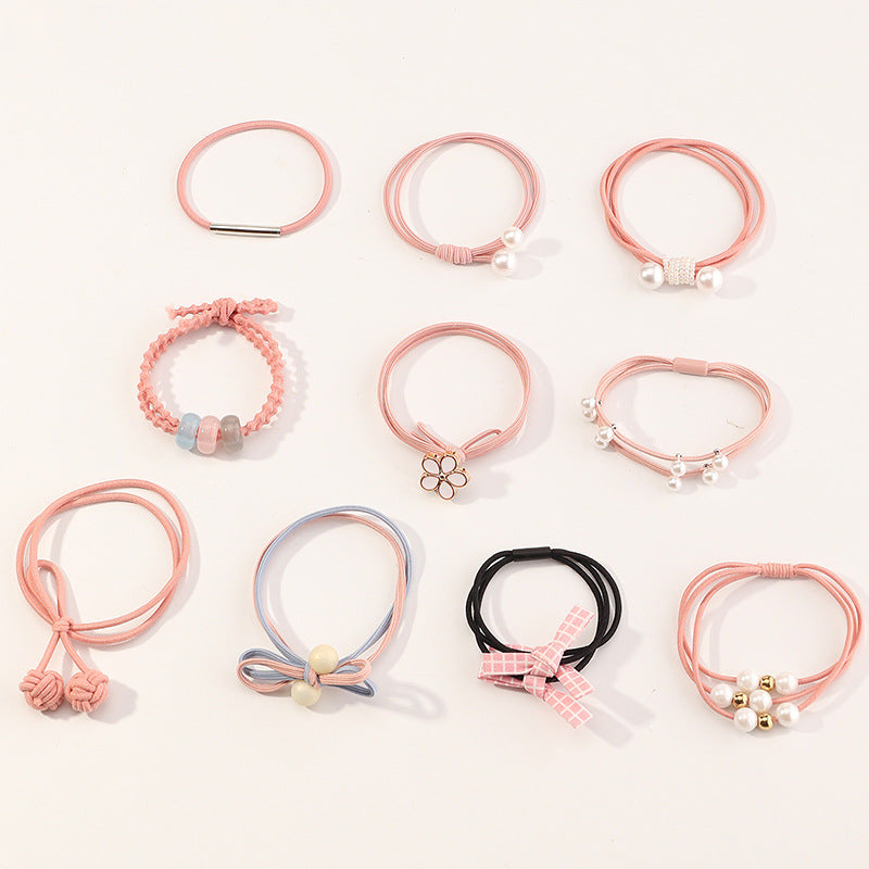 Fermacapelli a U in stile naturale per bambini in tessuto, accessorio per capelli a tema principessa, versatile combinazione di elastico per capelli e braccialetto