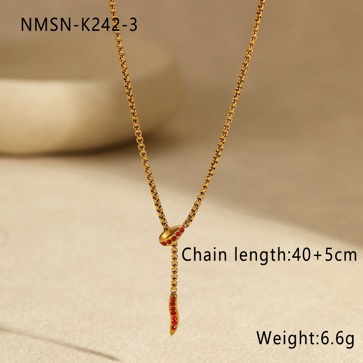 Collana da donna alla moda a forma di serpente in acciaio inossidabile con intarsi in zircone, finitura placcata, catena clavicola minimalista