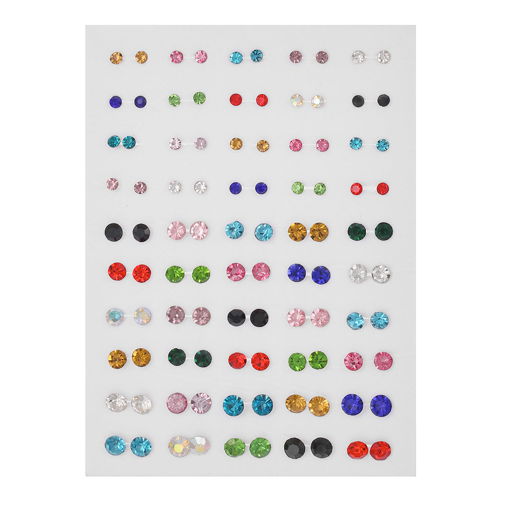 Geometric Round Rhinestone Plastic Stud Earrings for Women