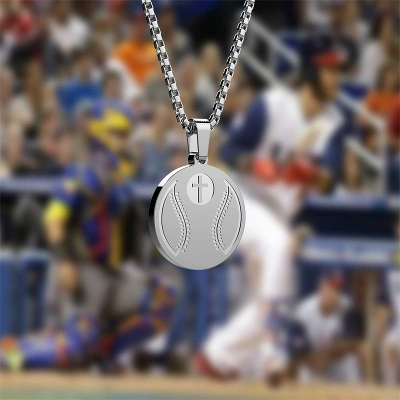 Minimalist Geometric Stainless Steel Pendant Necklace with Titanium Steel Charm and Electroplated Finish for Unisex Sports Style