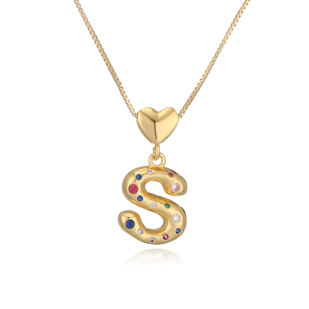Collana Pendente Minimalista a Lettera in Rame Placcato Oro 18K con Intarsio di Zirconi per Donna