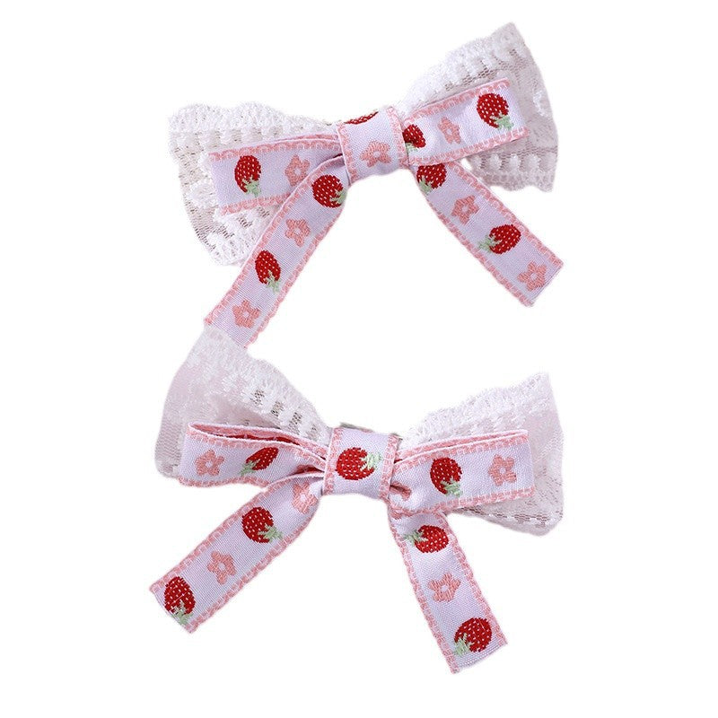 Fermaglio per capelli a forma di fiocco fatto a mano per bambine con finiture in pizzo, accessorio per capelli stile naturale