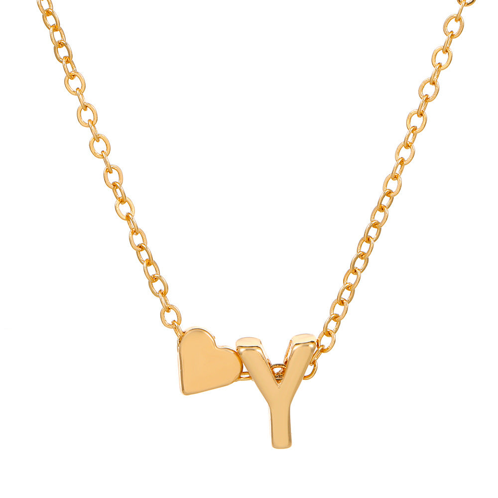 Sweet Heart Letter Alloy Plated Necklace Singapore Chain for Women