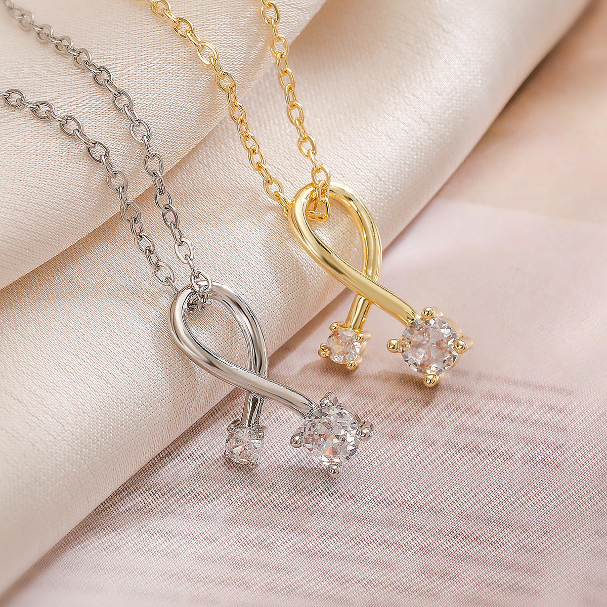 Minimalist Geometric Pendant Necklace for Women in Brass with Real Gold Plating and Zircon Inlay