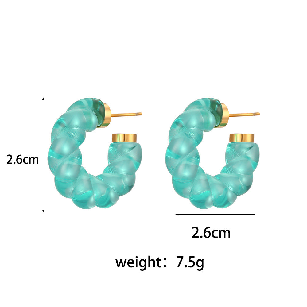 Orecchini a Cerchio Geometrici Minimalisti in Acrilico da Donna con Perni in Acciaio Inossidabile Elettroplaccato