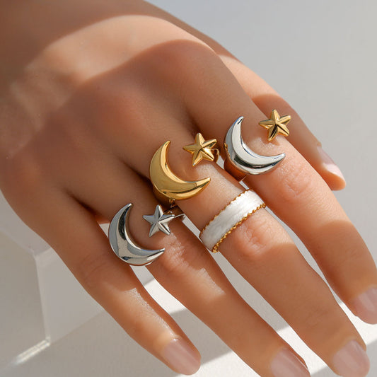 Anillo Abierto Trenzado Geométrico Vintage para Mujer de Acero Inoxidable con Baño de Oro