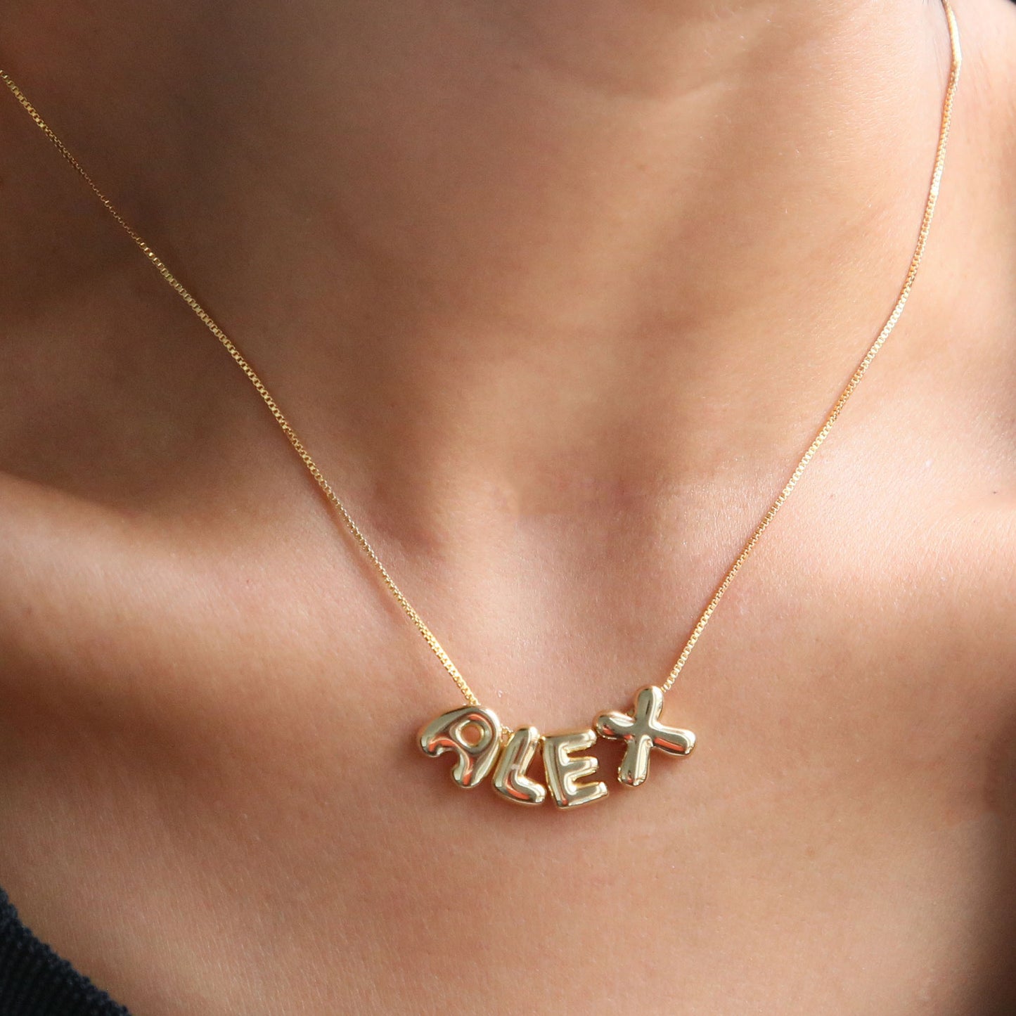 Gold Plated Brass Letter Pendant Stainless Steel Box Chain Necklace Charm Bar