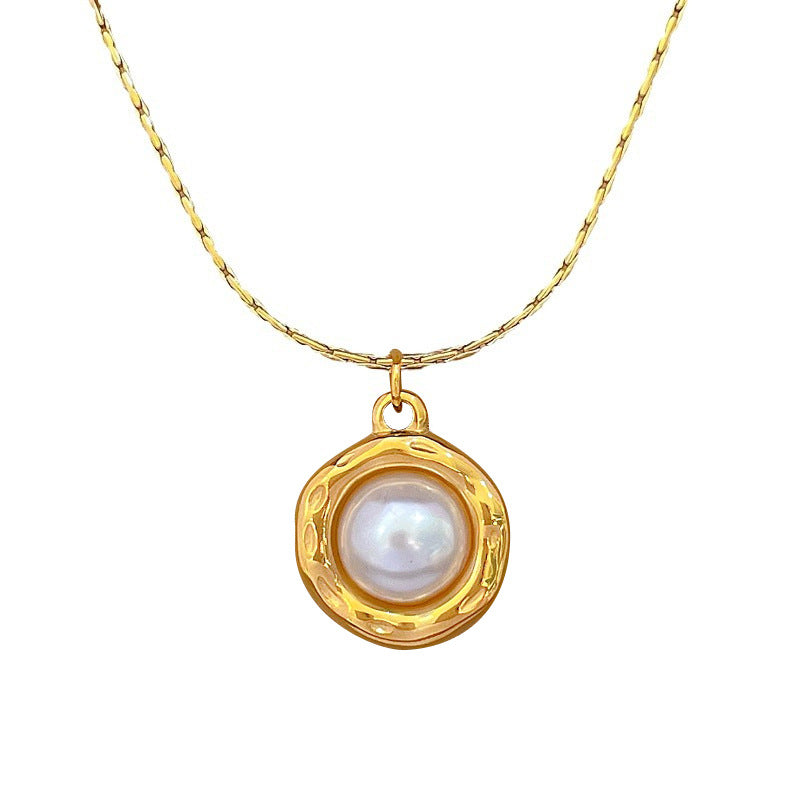 Minimalist Geometric Titanium Steel Pendant Necklace with Gold Plating for Women and Men