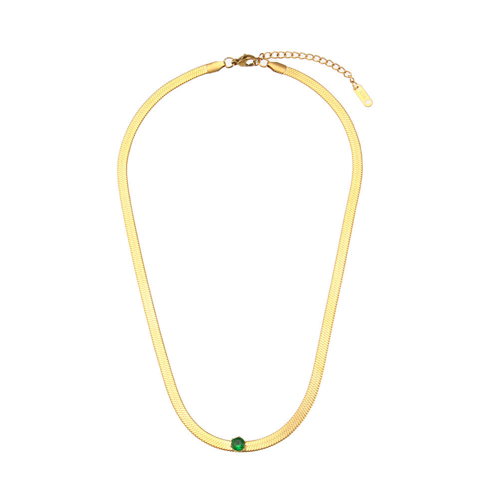 Collana con Pendente Geometrico alla Moda da Donna Acciaio Inossidabile Placcato Oro 18K con Zirconi Micro-Incastonati