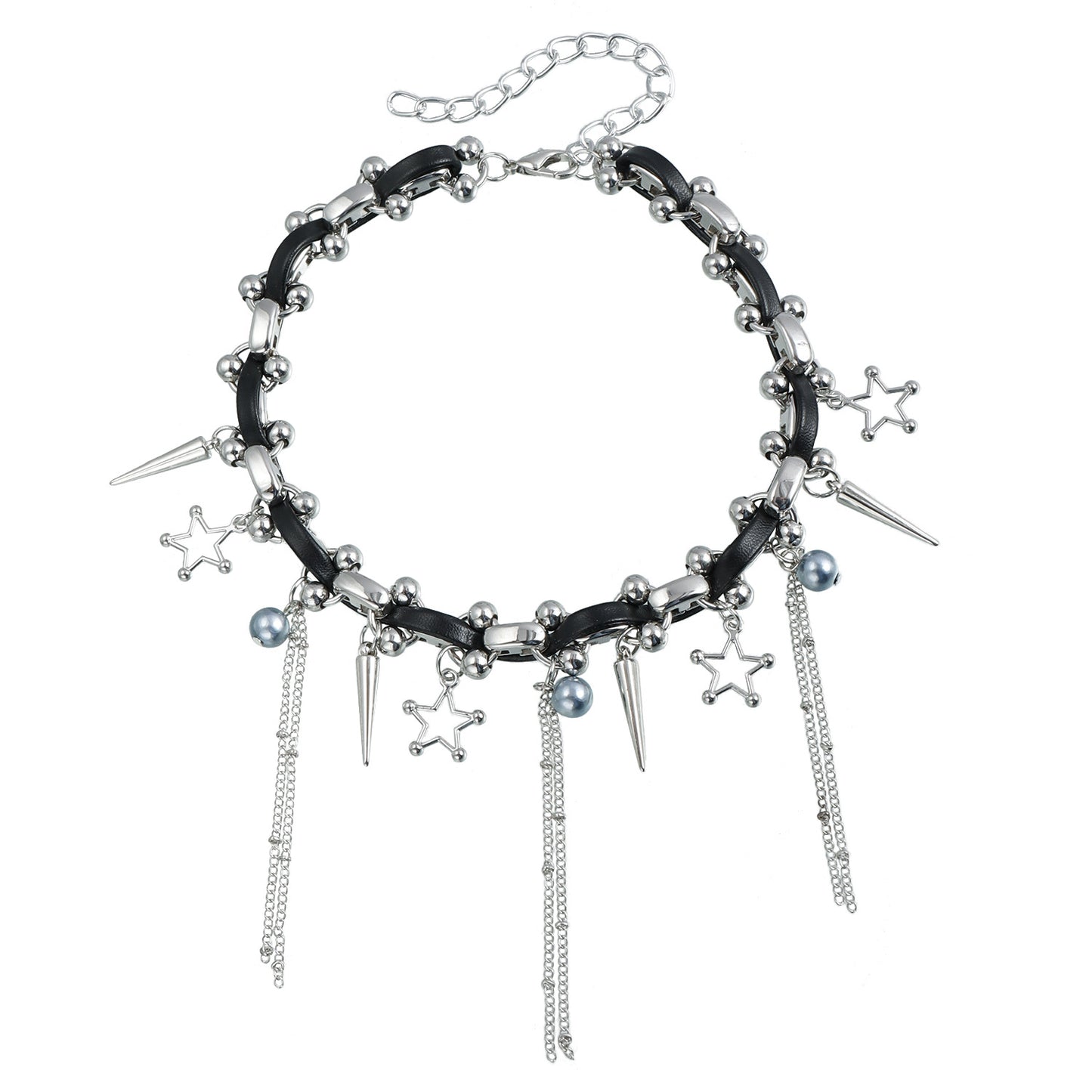 Punk Gothic Star Pendant Choker Necklace for Women with Alloy Body and Electroplated Finish